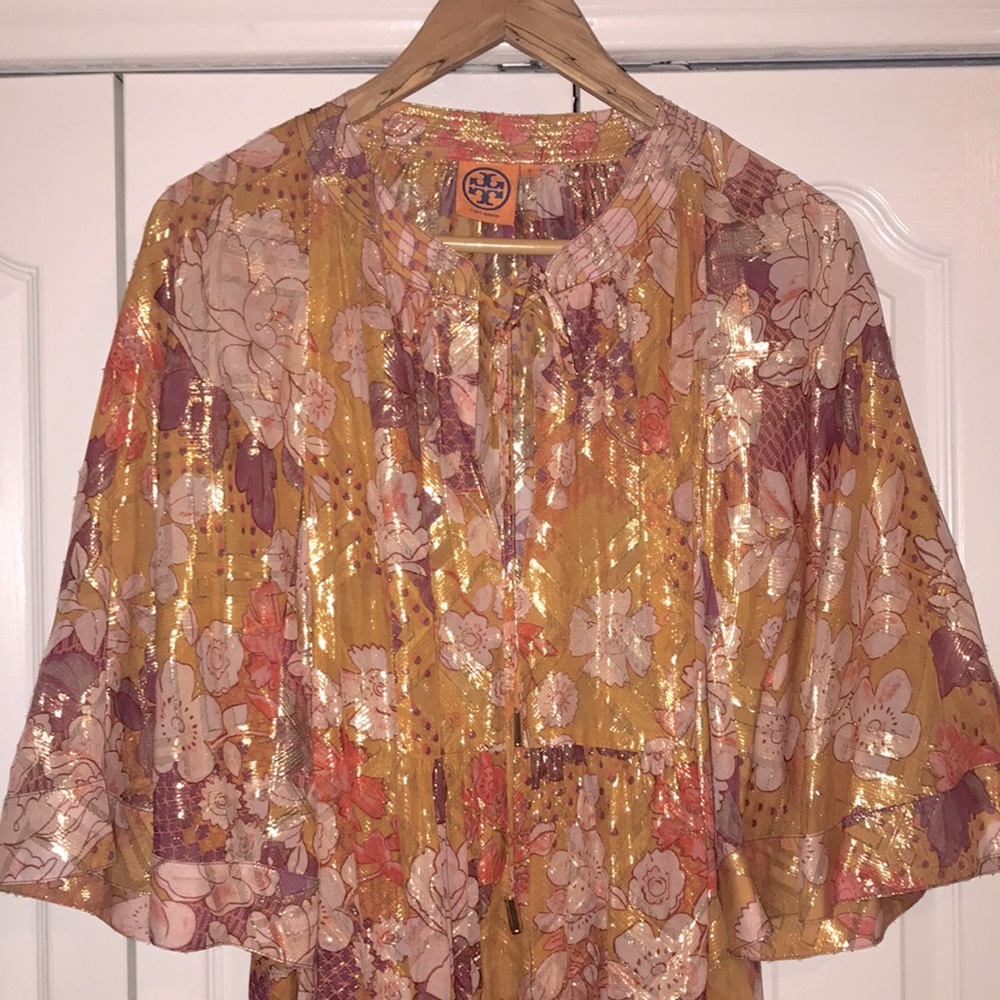 Tory Burch Gold Floral Maxi Dress